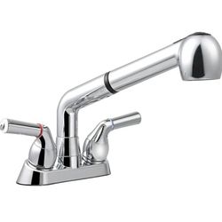 Awelife Utility Faucet Chrome With Pull-out Sprayer 4in Centerset Non Metallic Lead Free New