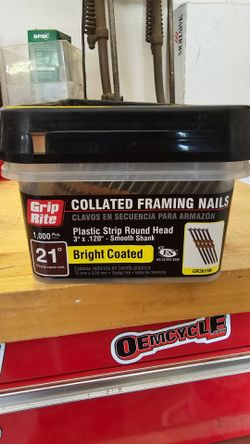 3 in. x 0.120 in. 21° Plastic Collated Exterior Galvanized Ring Shank Round Head Framing Nails