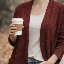 Alexandra + Oak XXL Burgundy Open Front Long Cardigan Cozy Knit