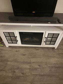 White Electric Fireplace TV Stand