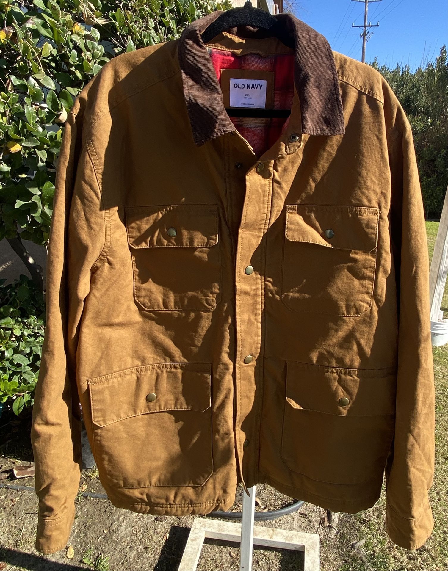 NEW WITH TAG Old Navy Men's Cozy-lined Barn Coat Jacket Size Xl Khaki Tan Flannel ** Size 2X ** $50