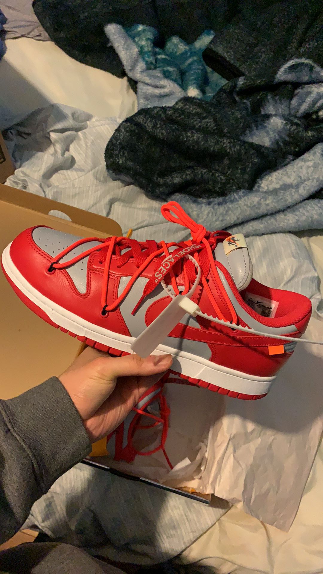 Off White University Red Dunks Size 9.5