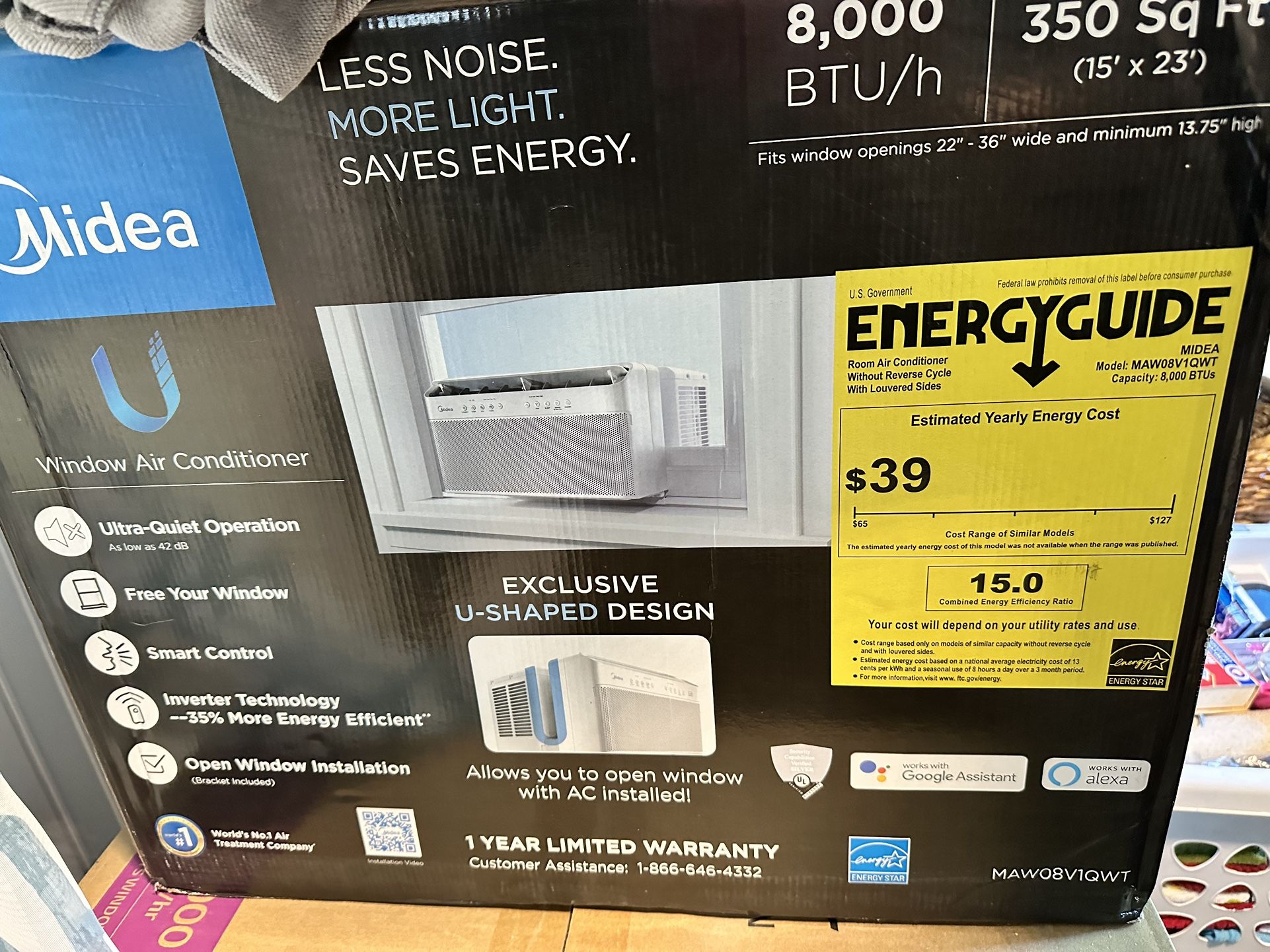 Midea Window Air Conditioning Unit In The Box 8000 BTU Smart Window Quiet Energy Efficient GARNER