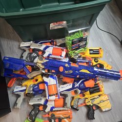 Nerf 20 Gun Blaster Lot With Darts Rifle 
