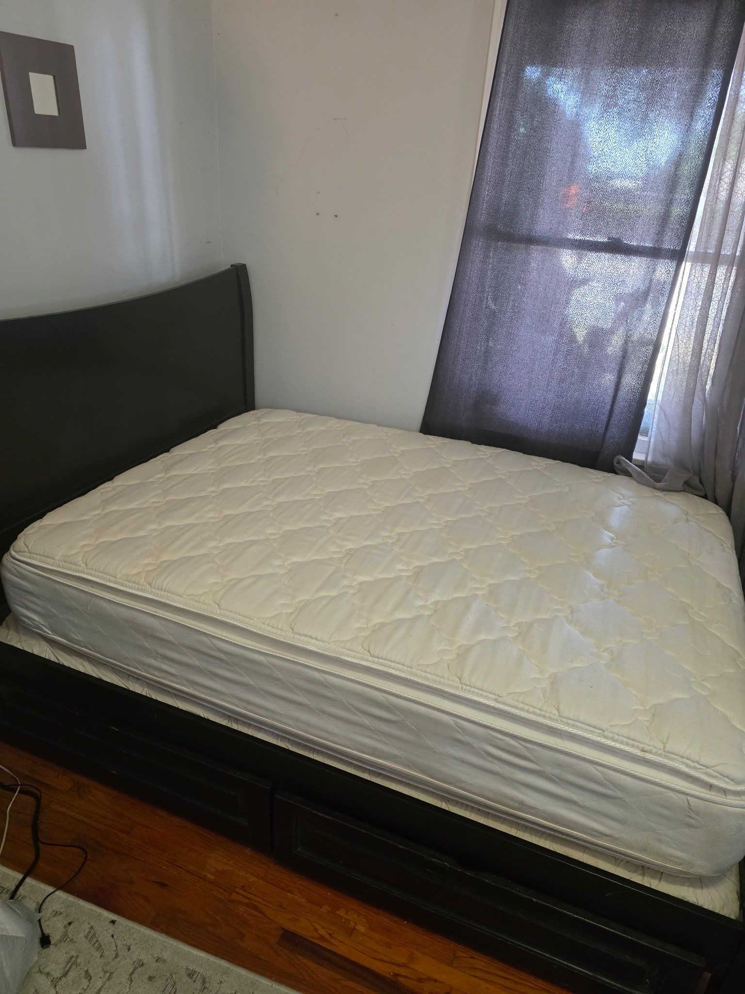 Full Size Headboard, Slat Frame And Mattress