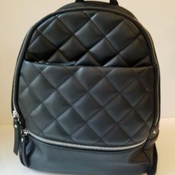 Black Faux Leather Backpack 