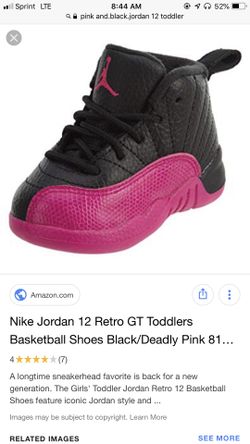 Jordan 12 pink and black size 8c