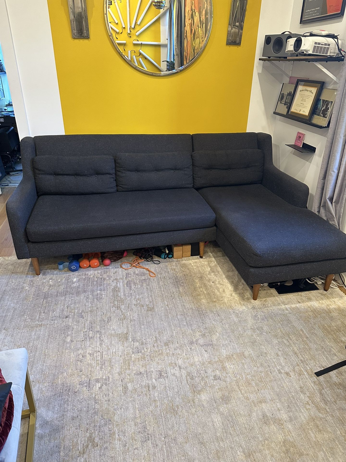 Dark Grey/white Speckle Sectional Couch