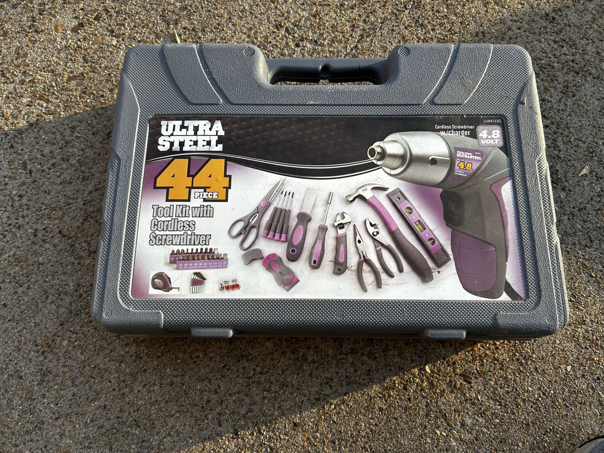 44PCS 4V Cordless Screwdriver Tool Kit Set Pink Color Tools Lady Tools Kit