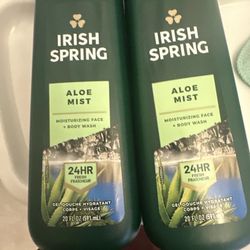 Irish Spring 24 Hour Fresh ALOE MIST Moisturizing Face & Body Wash-20oz. Each