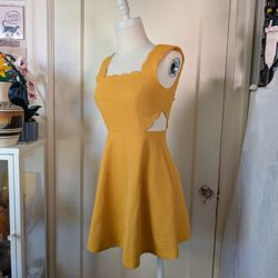 Francesca's Summer Dress Size XXS Heidi Pique Woven Yellow Dress