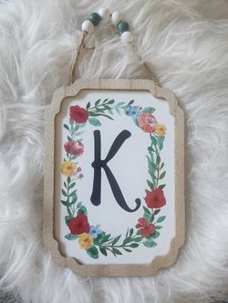 Hanging Wooden Sign with the letter K