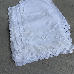 Set of 10 Vintage Madeira Style Linen Lace Napkins Handmade Cutwork 1940s-60s