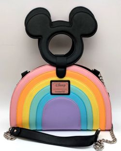 Loungefly X Disney Mickey Mouse Pastel Rainbow Crossbody Purse Bag