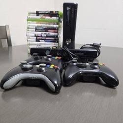 Xbox 360 With Games and Controls 