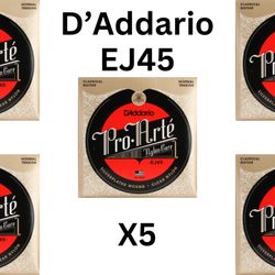 Classical Guitar Strings D’Addario EJ45 Normal Tension 5 Sets NEW
