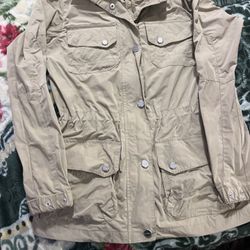 Ralph Lauren Jacket Womens Small Beige Windbreaker Rain Wind LRL Lauren Active