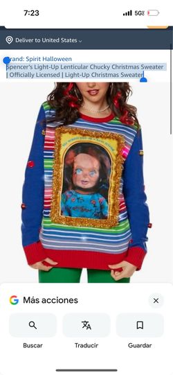 Spencer’s Light-Up Lenticular Chucky Christmas Sweater | Officially Licensed | Light-Up Christmas Sweater