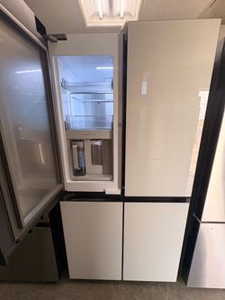 Samsung white glass refrigerator