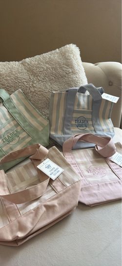 Trader Joe's Striped Mini Canvas Tote Bags – Set of 4
