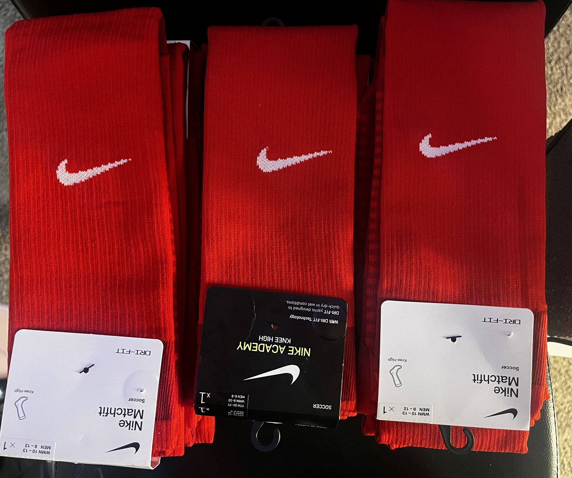🔥🔥🔥Brand New Red Dri Fit & Nike Academy Knee High With White Nike Check🔥🔥🔥Retail 18.00 Only Asking For 10.00