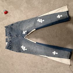 GALLERY DEPT & CHROME HEART FLARED JEANS 