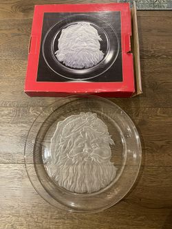 Etched Glass Santa Platter