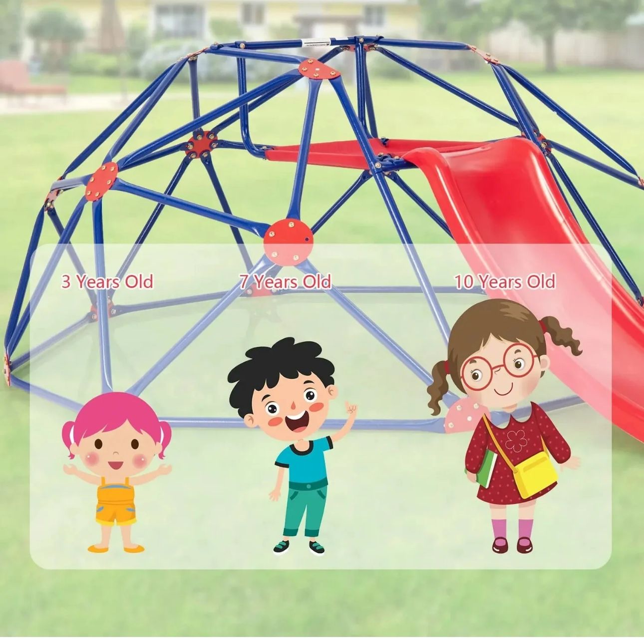 INFANS Climbing Dome with Slide, Kids Outdoor Jungle Gym Geodesic NP10794RE