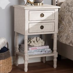 Baxton Studio Lenore 2 Drawer Nightstand White - 11.81"L x 15.75"W x 25.59"H