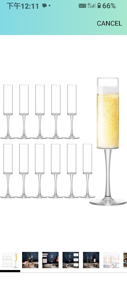 12 Pack Plastic Champagne Flutes, 6 Oz Clear Disposable Champagne Glasses Shatterproof Stemmed Wine Toasting Glasses Reusable Goblets Cocktail Cups