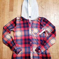 Hooded Plaid Shirt (size 7-9)