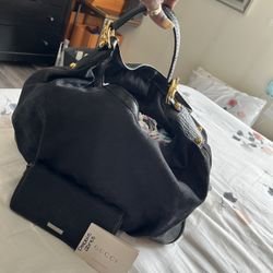 Gucci Black GG Canvas Large Jockey Hobo Bag
