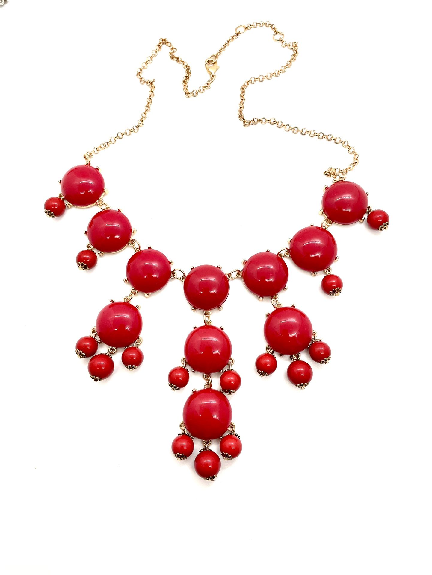 Fashion Red Bauble Necklace 8752