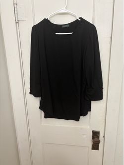 OFEFE Black Long Sleeve Top XL with Button Cuffs