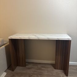 Brand New Bar Table — Modern Marble-Look Top + Wood Base — Disassembles Easily — Too Tall for My Space