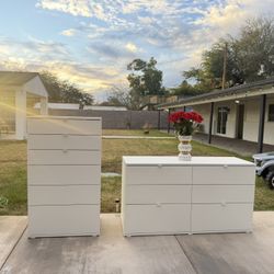 2 IKEA White Dressers Set 