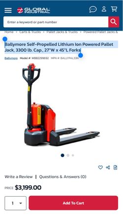 Ballymore Self-Propelled Lithium Ion Powered Pallet Jack