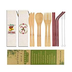 Bamboo Cutlery Flatware Set Bamboo Travel Utensils Reusable