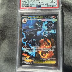 2025 POKEMON PFL SPECIAL ILLUSTRATION RARE #125 MEGA CHARIZARD X EX PSA 8