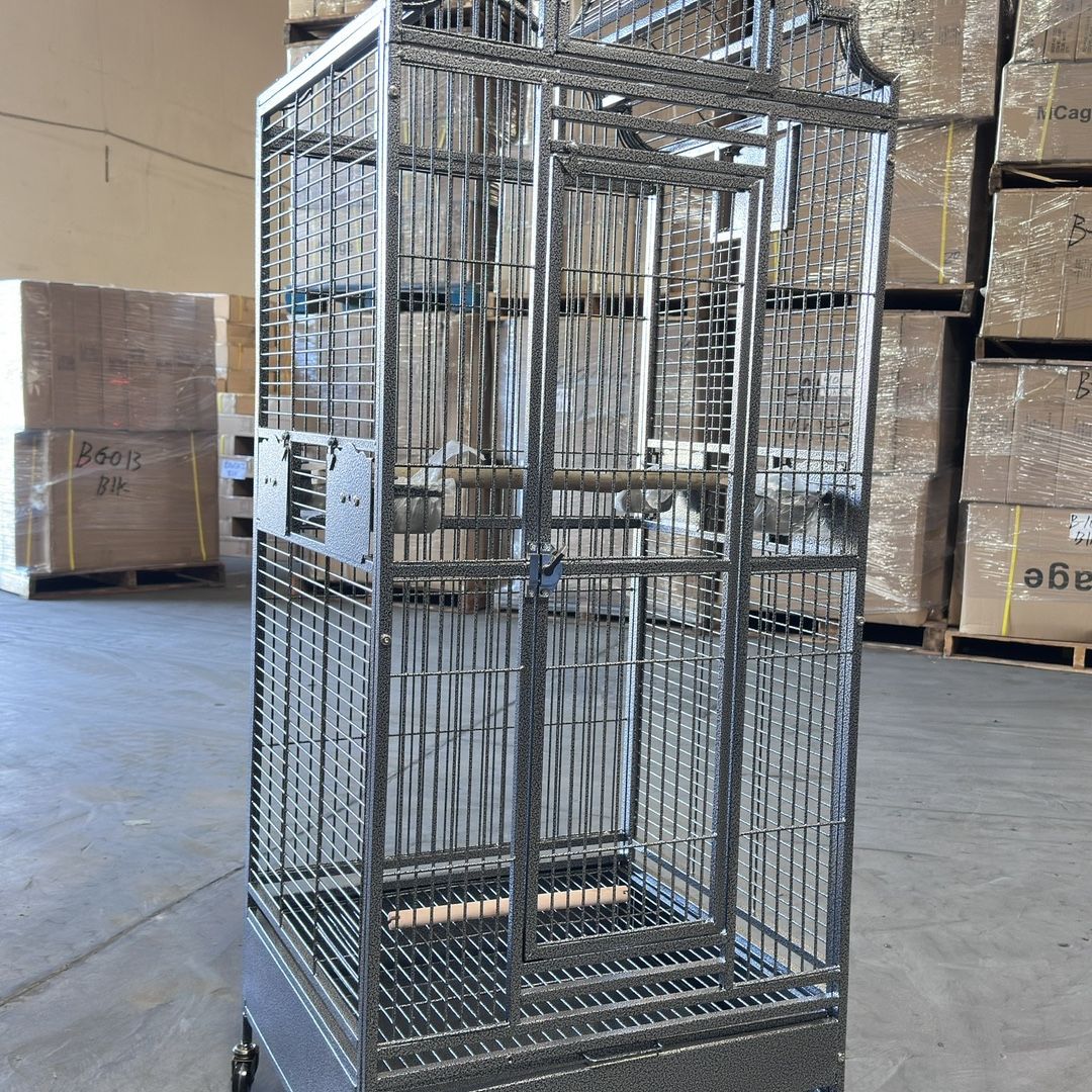 Large Elegant Open Perch Stand Top Parrot Bird Cage With Rolling Wheels ...