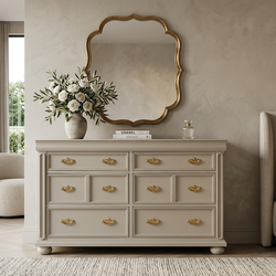 Stunning Designer Refinished Solid Wood Dresser – Gold Hardware