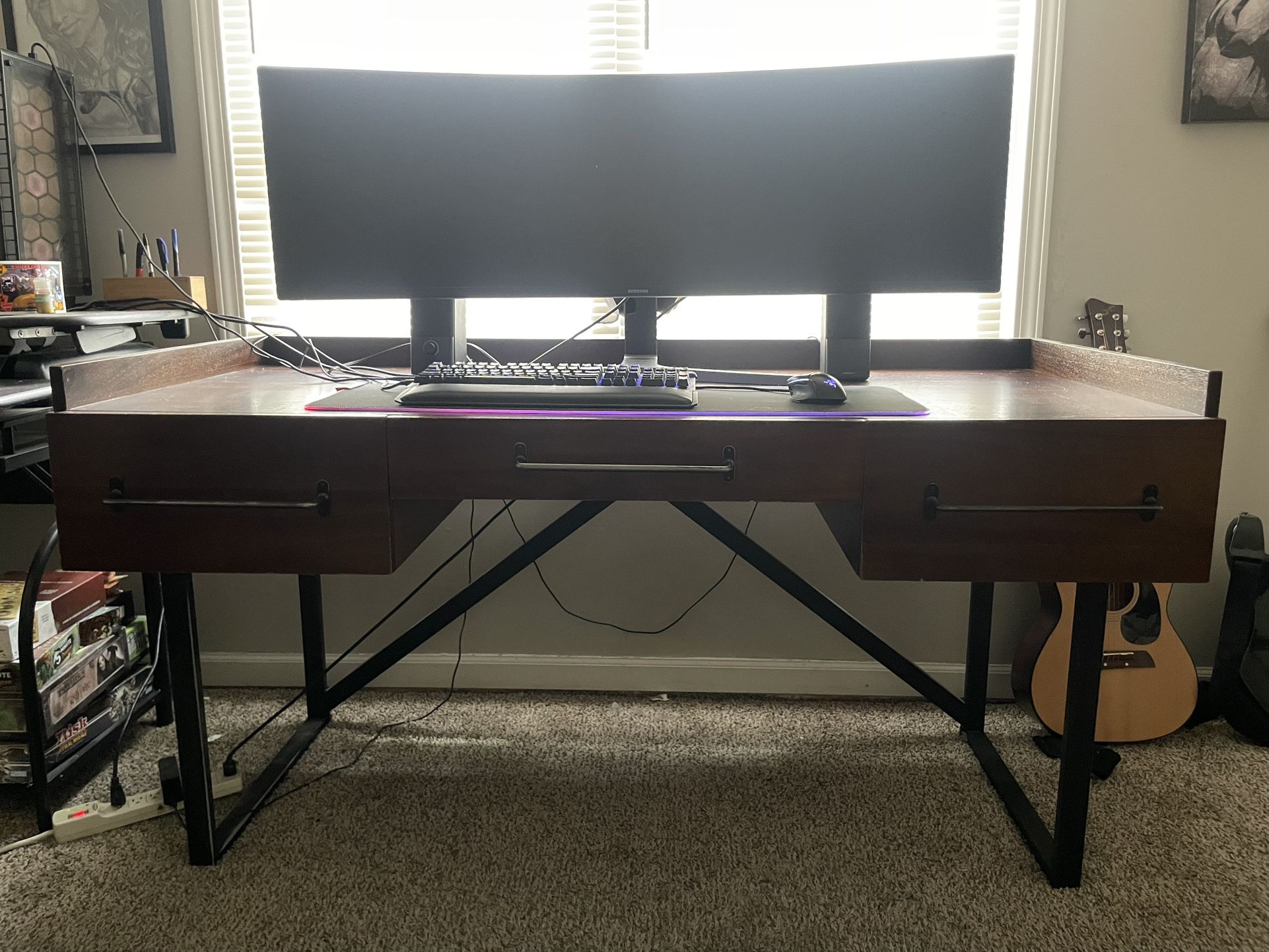 Brown Wooden Professional Computer Desk 