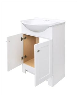 BRAND NEW Euro 24-in True White Single Sink Bathroom Vanity with White Cultured Marble Top