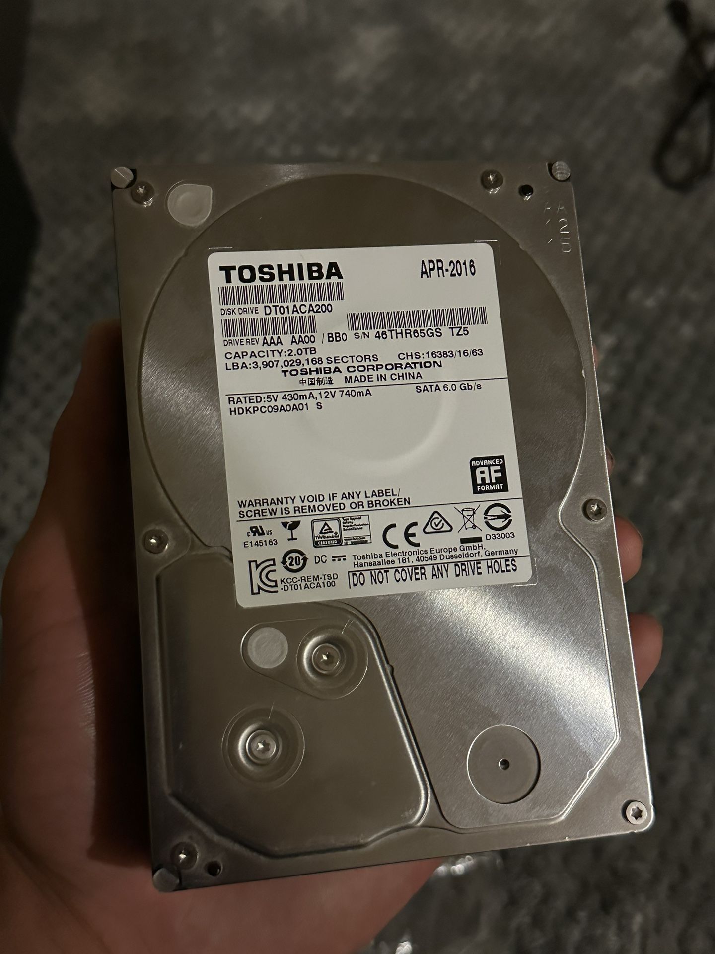 2TB Hard Drive (Toshiba)