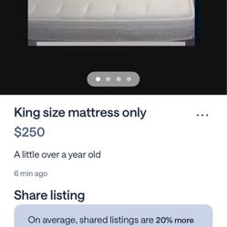 Almost New King Size Mattress 