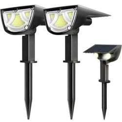 Solar Spot Lights Outdoor，Dusk to Dawn Waterproof 2-in-1 Wireless Adjustable Landscape Lights Solar Powered Spotlight for Yard Garden Driveway Porch W