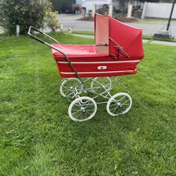 Vintage Red Doll Stroller 