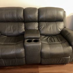 Gray Leather Couch Set