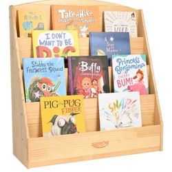 Brand New In The Box- Montessori Bookshelf, 4 Tier Kids Bookshelf – Safe, Sturdy, and Easy to Clean, Premium Wooden Book Shelf for Kids Rooms, Playroo