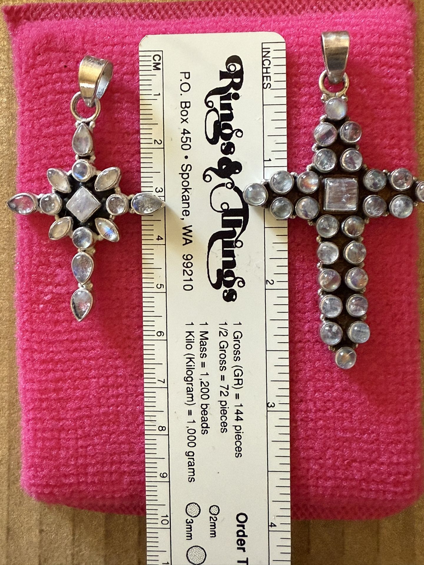 Vintage Couples Moonstone Crosses in Sterling Silver